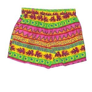 Oscar de la rents 100% silk shorts multicolor tropical vacation shorts XL